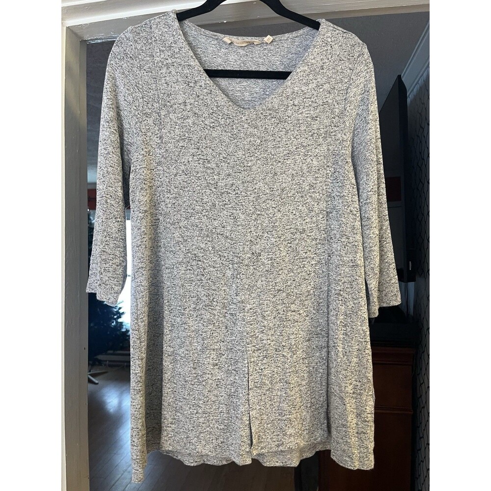 Soft Surrounding Gray Very Soft 3/4 Sleeves Swing Knit Tunic Top Women’s Sz M